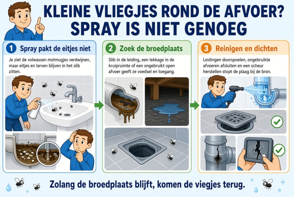 Wat je moet doen bij kleine vliegjes rondom de afvoer